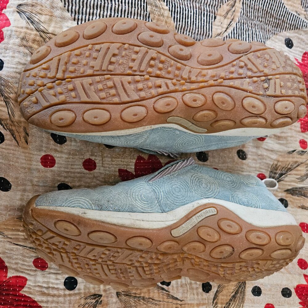 Light Blue Merrell Patterned Suede Mocs 8M - Picture 3 of 8